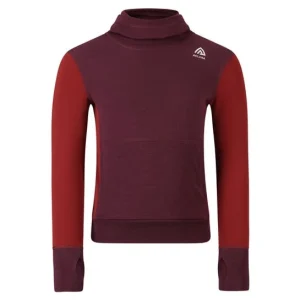 WarmWool hoodsweater Ch Fig/Red Dahlia